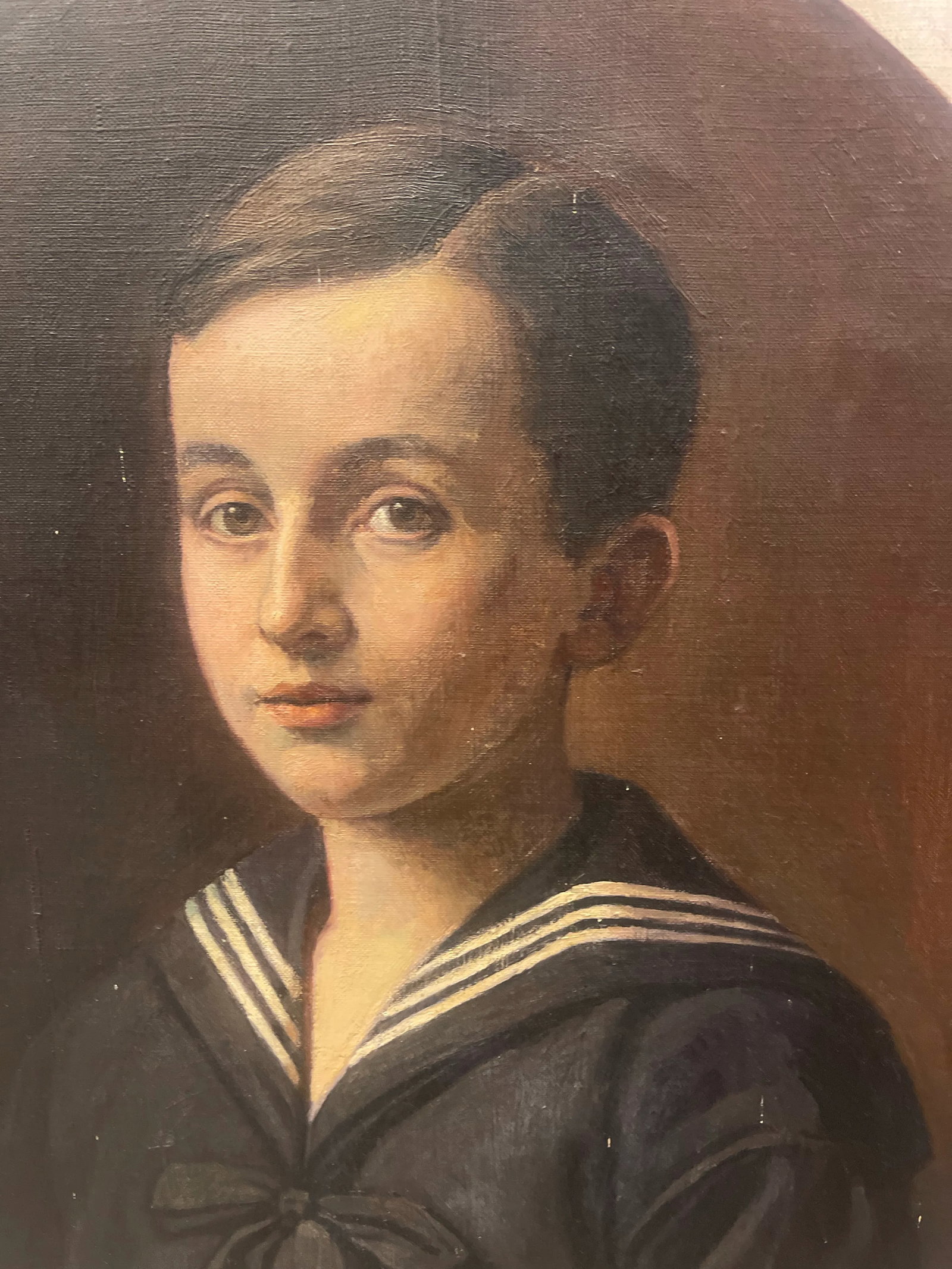 Late 19th Century Oil Painting on Canvas Portrait Young Man Imperial Navy Military School 19th - 7