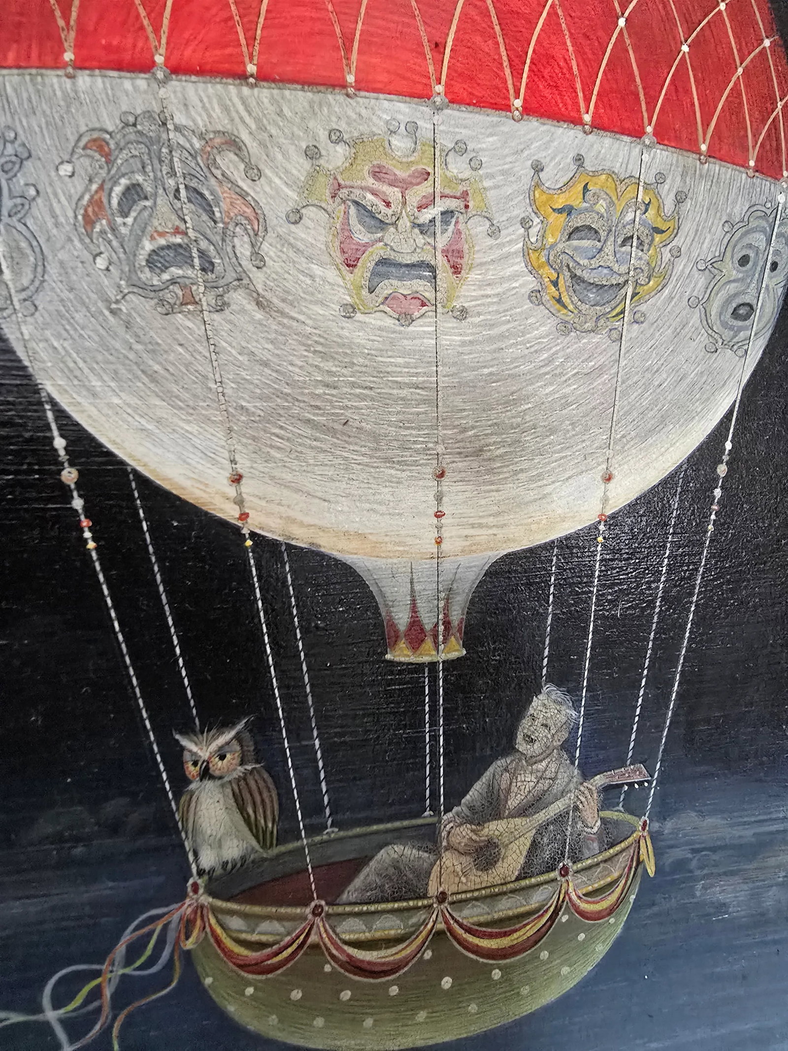 Antique Museum Quality Signed Painting Balloon Ride - 5