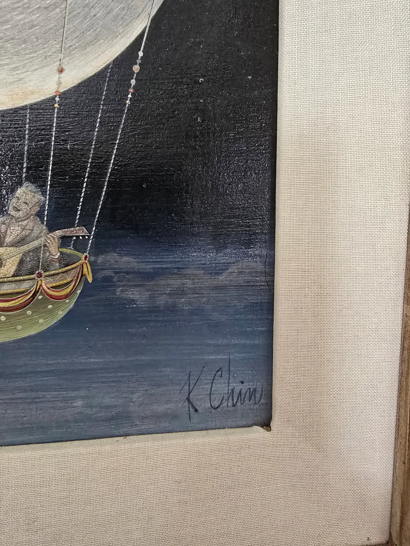 Antique Museum Quality Signed Painting Balloon Ride - 6