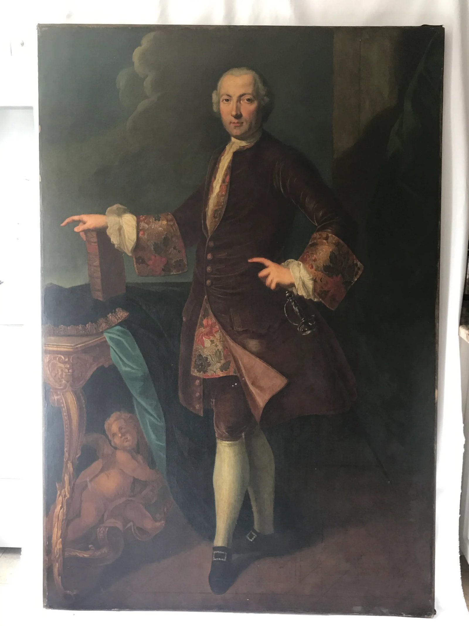 18th Century Life Sized Attributed Bonnie Prince Charlie Oil on Canvas Portrait - 13