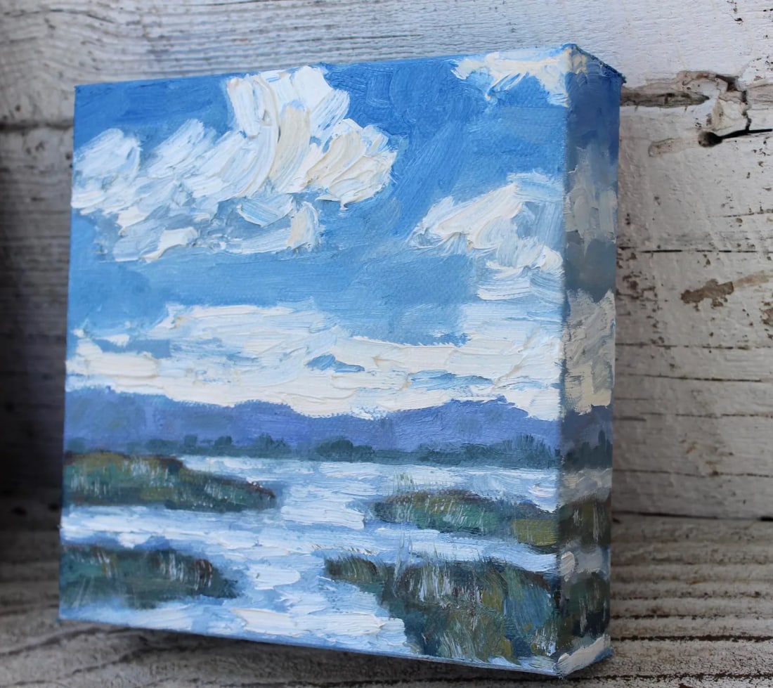 Expressionist Cloudscape in Oil, Rush Ranch Wetlands - 2