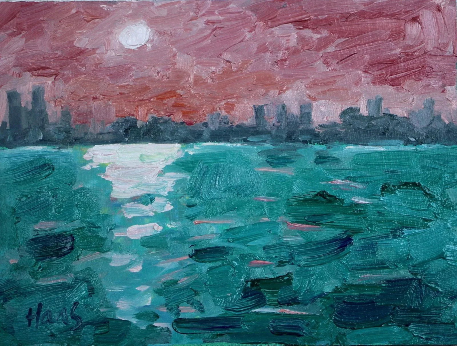 Expressionist Sunset Cityscape in Oil (1 of 7)
