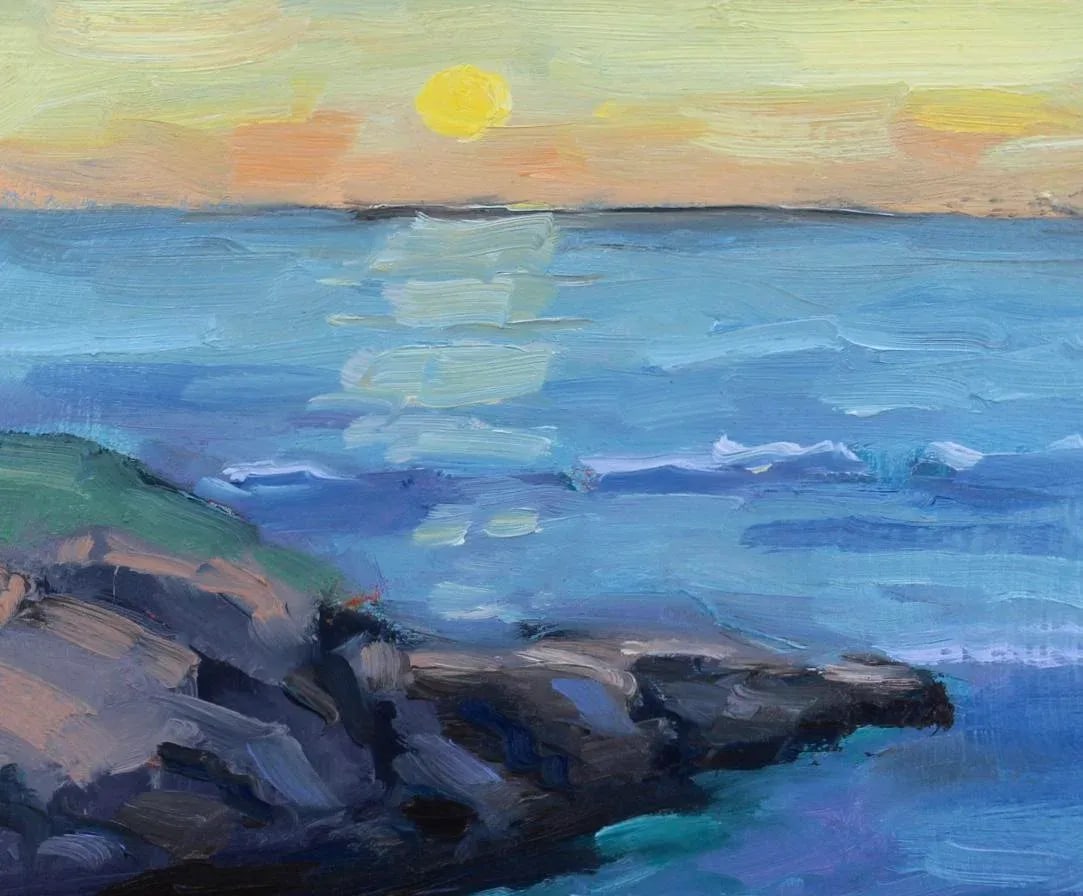 Seascape Sunset Mendocino Headlands Oil Painting - 6