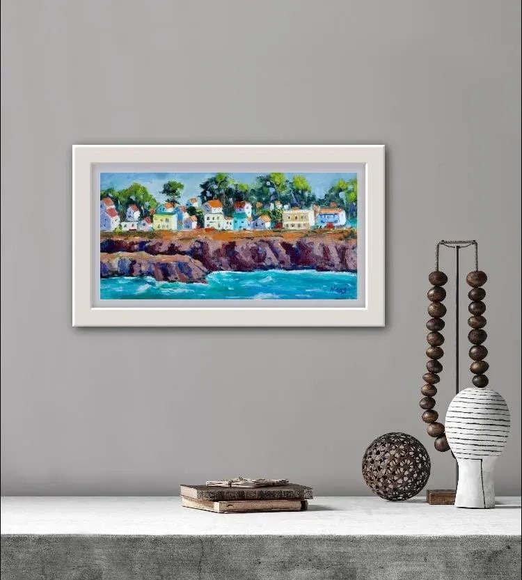 Mendocino Village Impressionist Oil Seascape - 2