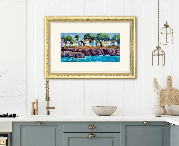 Mendocino Village Impressionist Oil Seascape - 5