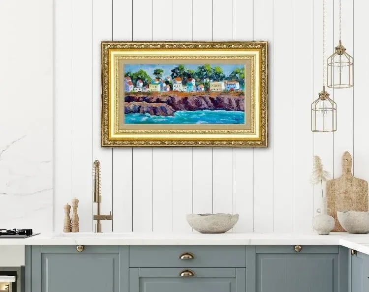 Mendocino Village Impressionist Oil Seascape - 6