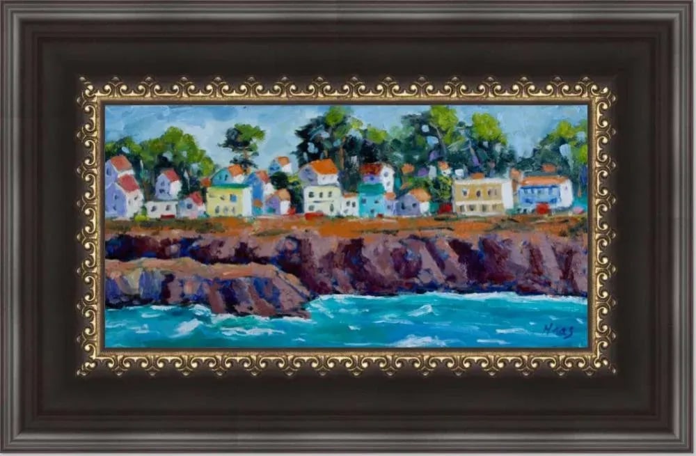Mendocino Village Impressionist Oil Seascape - 8