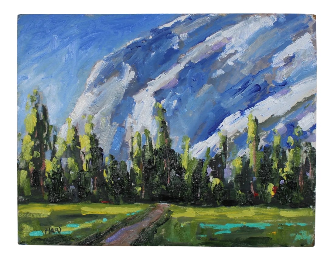 Yosemite Landscape (Original Plein Air Oil Painting): Quiet Places & Journeys - Yosemite Plein Air Original oil painting by L. Haas, 11 x 14 in unframed gesso-primed masonite panel, signed. A peaceful plein air impressionist landscape of Yosemite's natur
