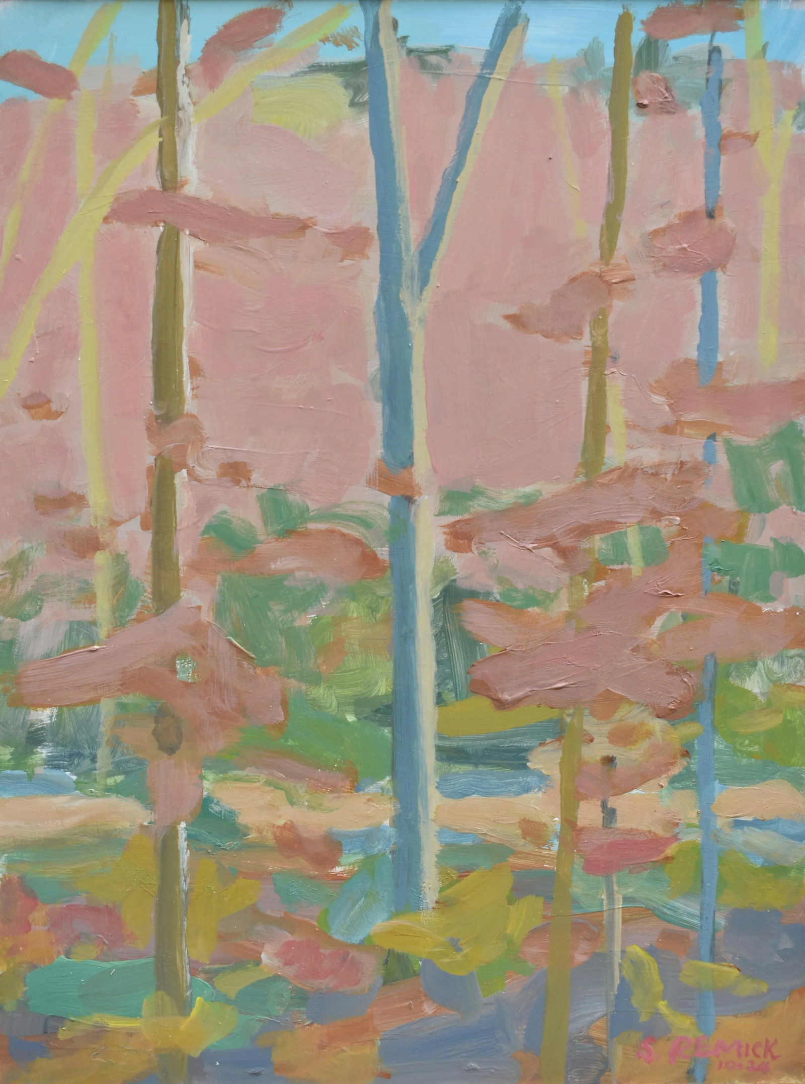 Contemporary Expressionist Landscape Painting, Autumn Sunshine on the Mountainside, by Stephen Remic - 3