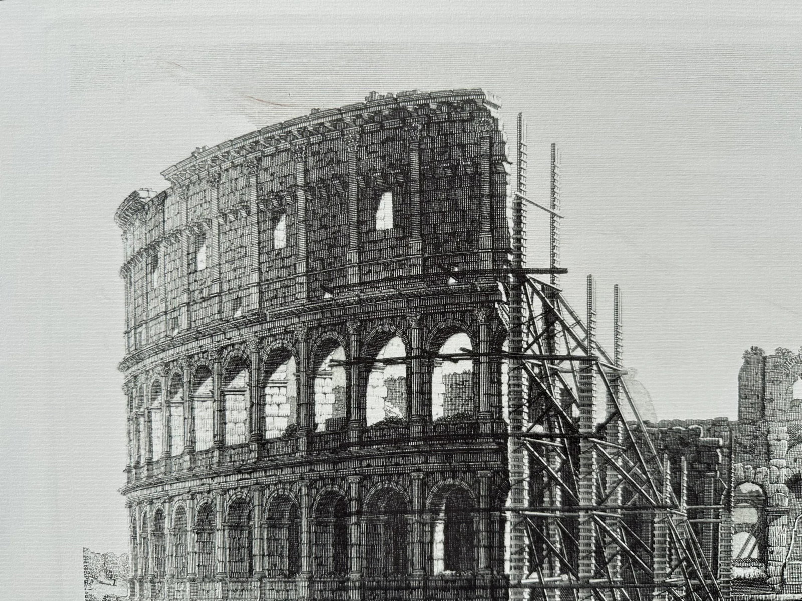 1980s Vintage Architectural Framed Print Engraving Rome Colosseum Italy G Balzar - 5