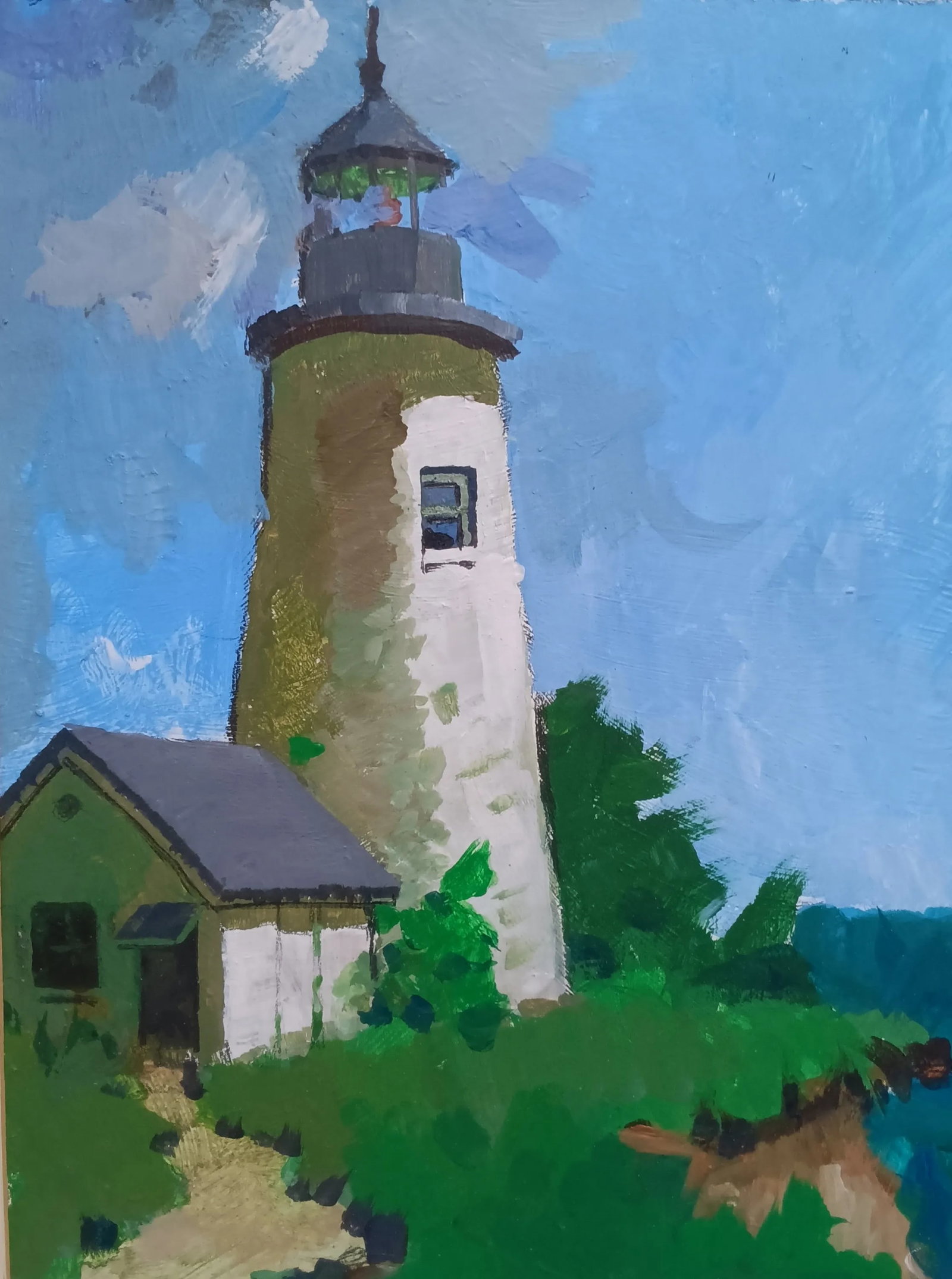 The Lighthouse Framed Original Oil Painting by David Beynon Pena - 2