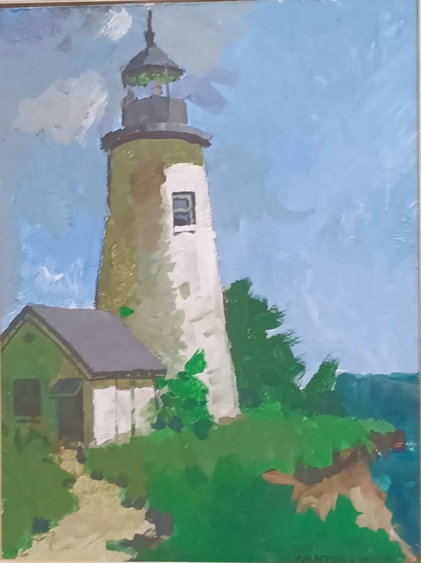 The Lighthouse Framed Original Oil Painting by David Beynon Pena - 6