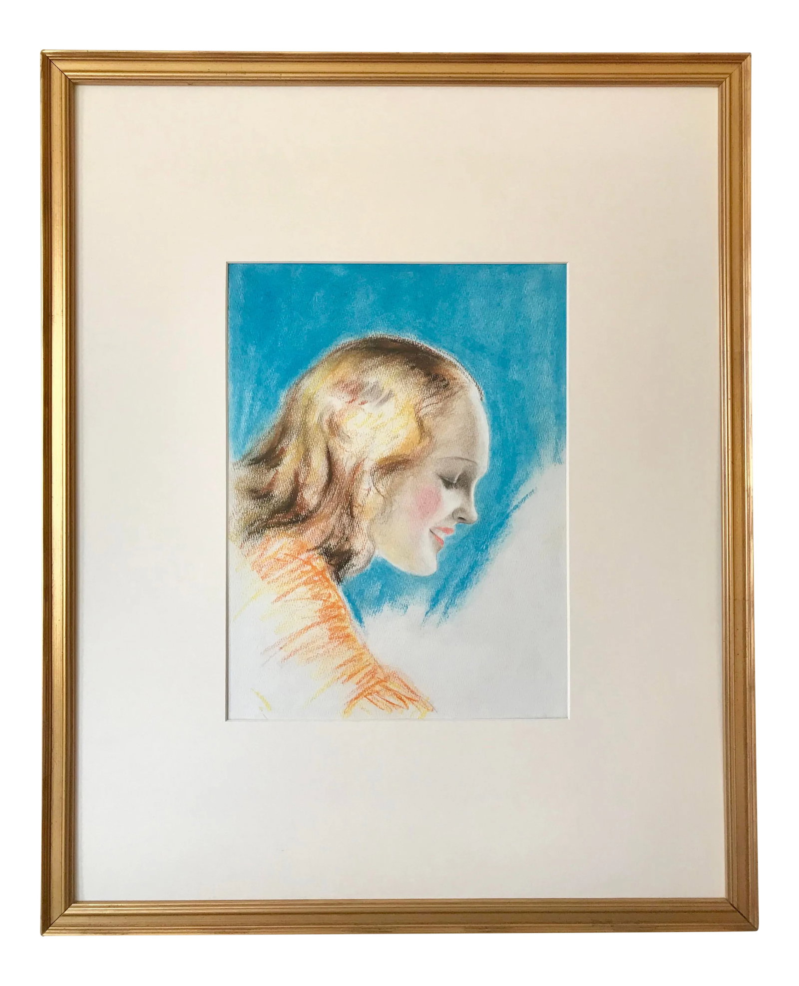 Vintage Art Deco Pastel Portrait of a Woman Charles Sheldon C. 1920s (1 of 6)