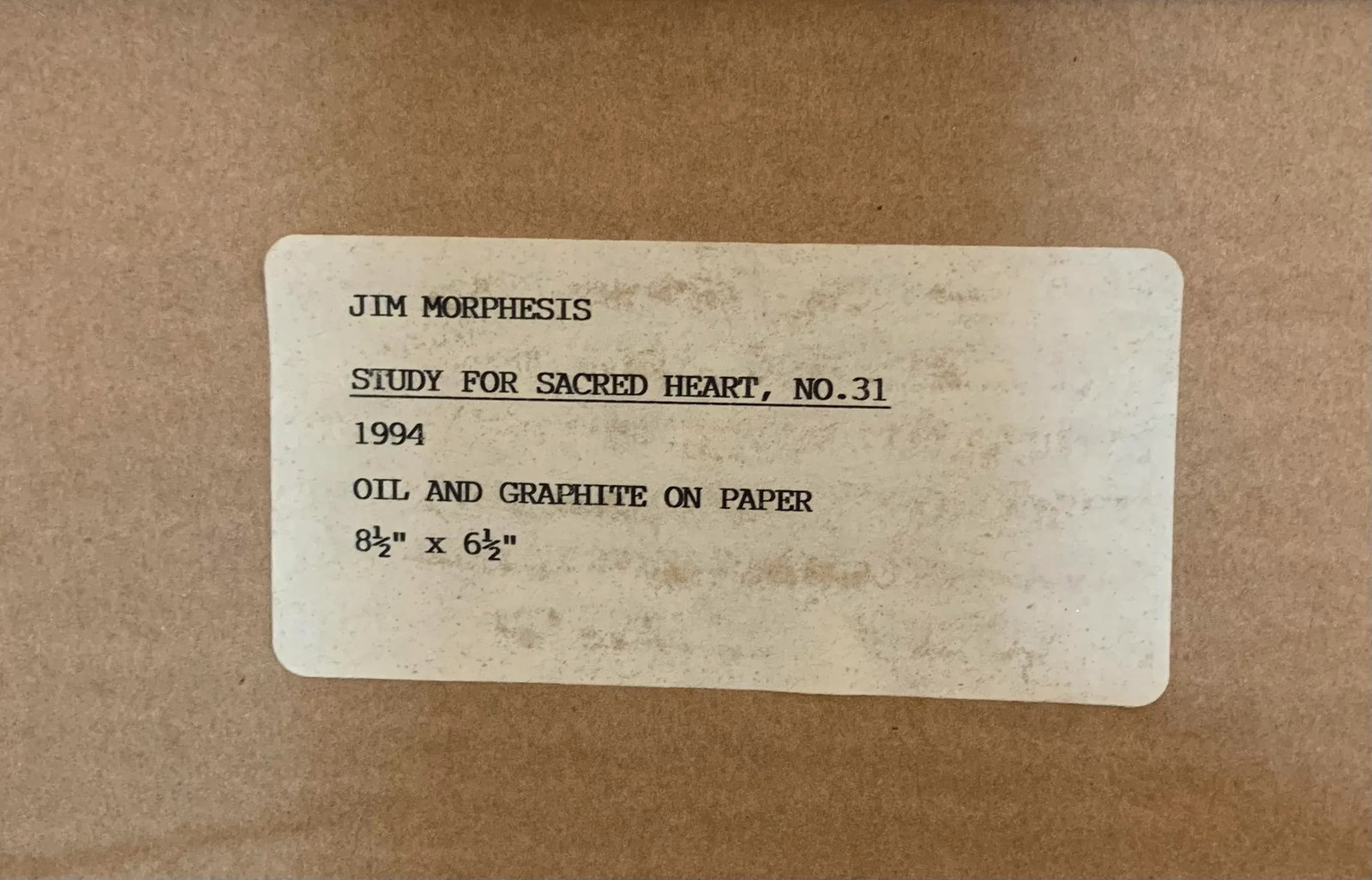 1994 Jim Morphesis Study for "Sacred Heart No 31" Oil and Graphite on Paper - 5