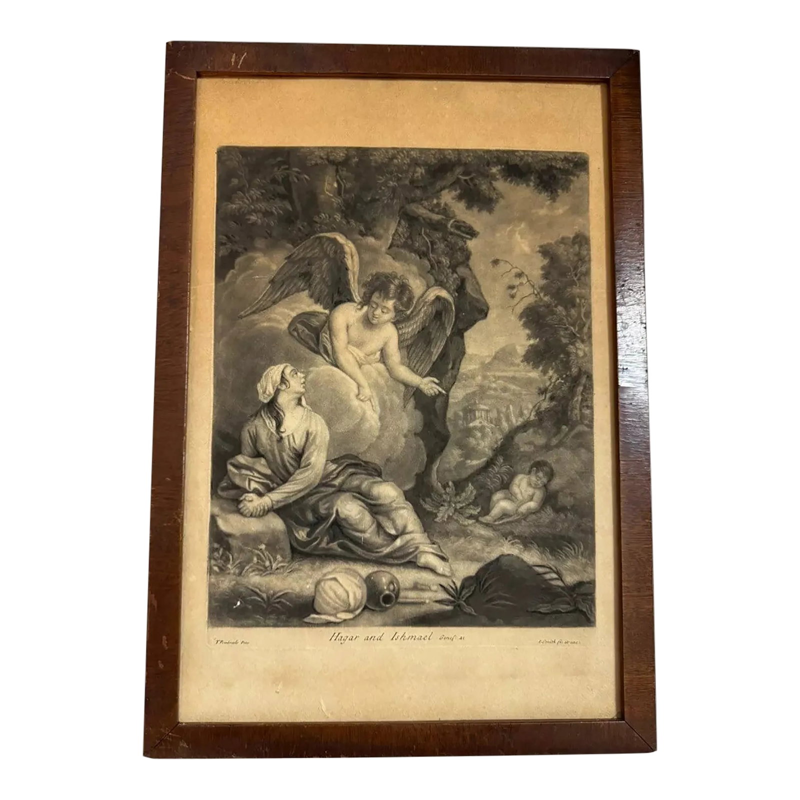 17th Century Engraving, Thomas Pembroke, Hagar & Ishmael (1 of 6)