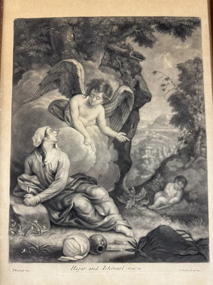 17th Century Engraving, Thomas Pembroke, Hagar & Ishmael - 4