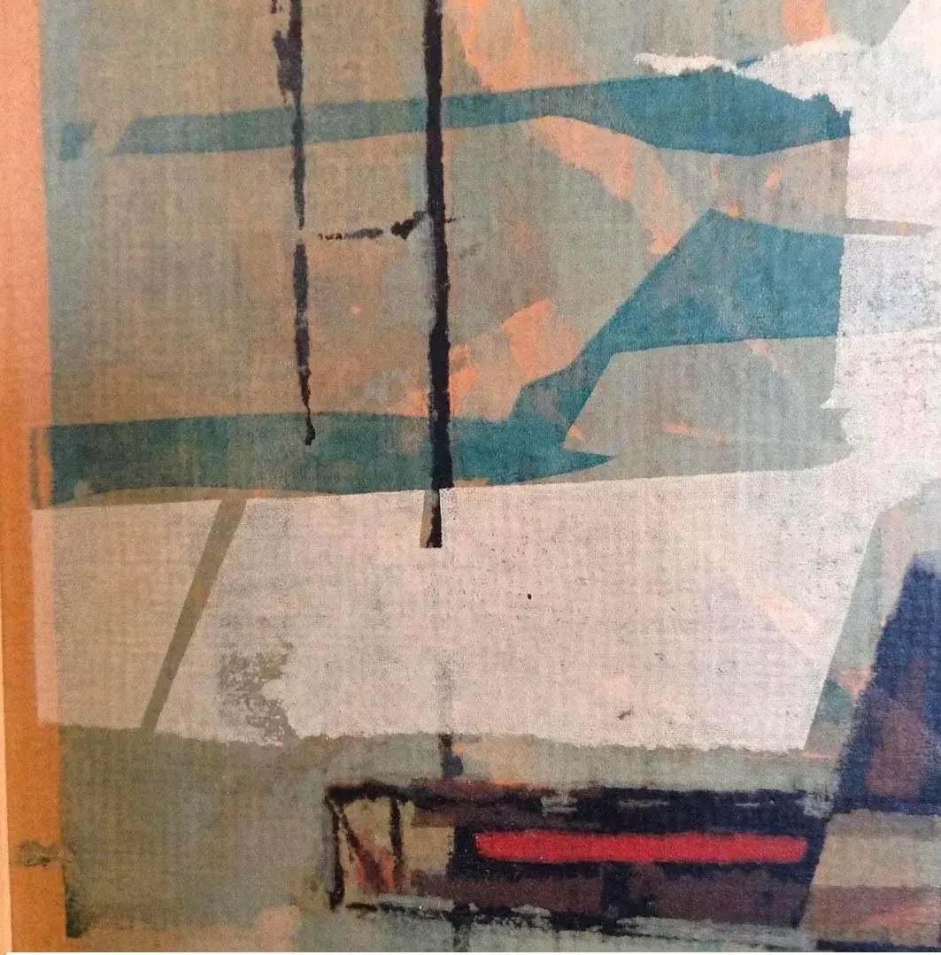 Mid Century Modern Aerial City Serigraph on Board Dated 1958 - 6