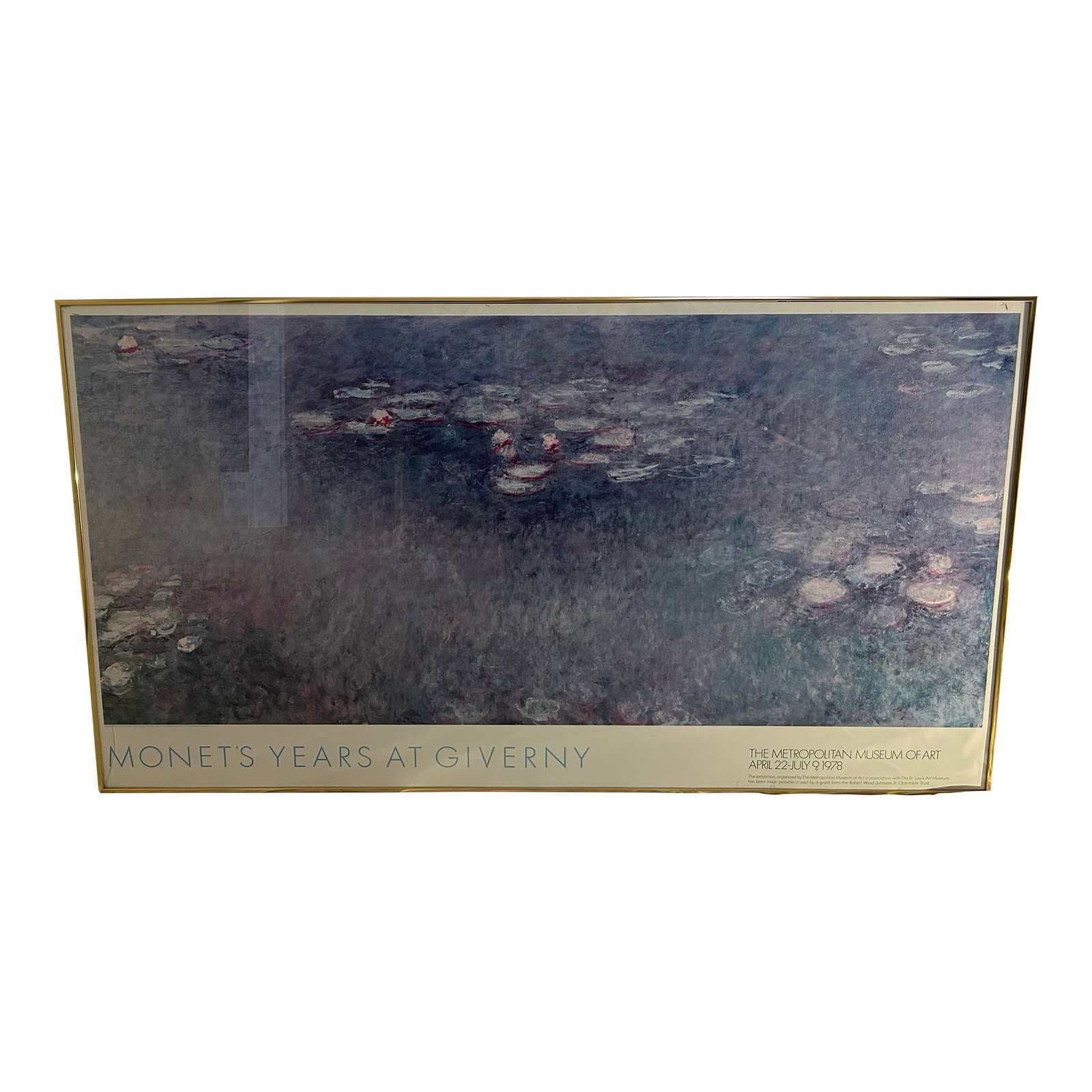 1978 Metropolitan Museum of Art Monet Exhibition Poster: Exhibition poster for Monet exhibition "Monet's Years at Givency" at the Metropolitan Museum of Art in 1978. Condition: Alterations: Original Condition Unaltered Imperfections: Some Imperfections