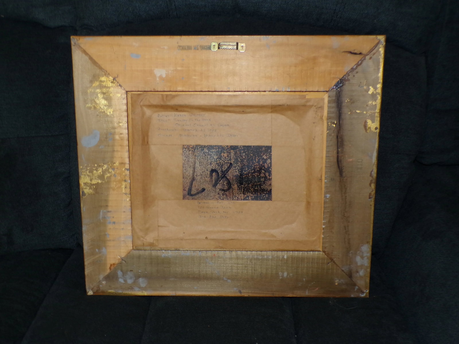 Vintage Enamel on Copper Painting Framed Art Signed Greene "Sunday in the Park" - 7