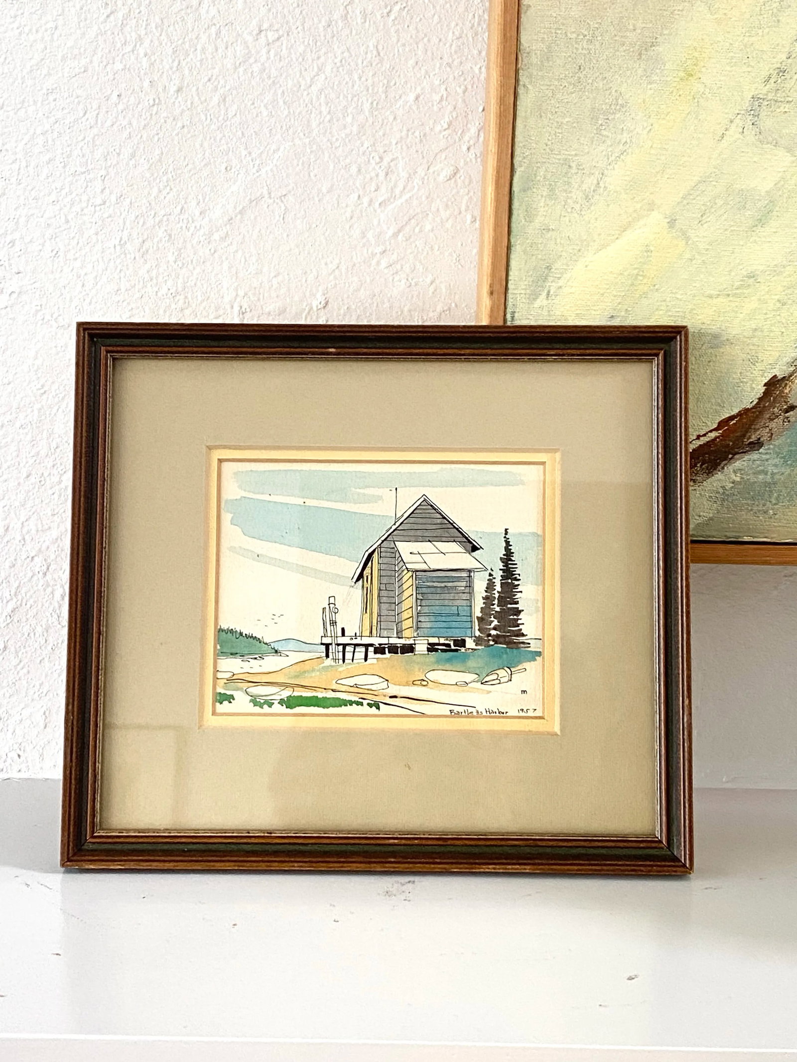 Original 1957 Watercolor Painting of Bartlett's Harbor - 8