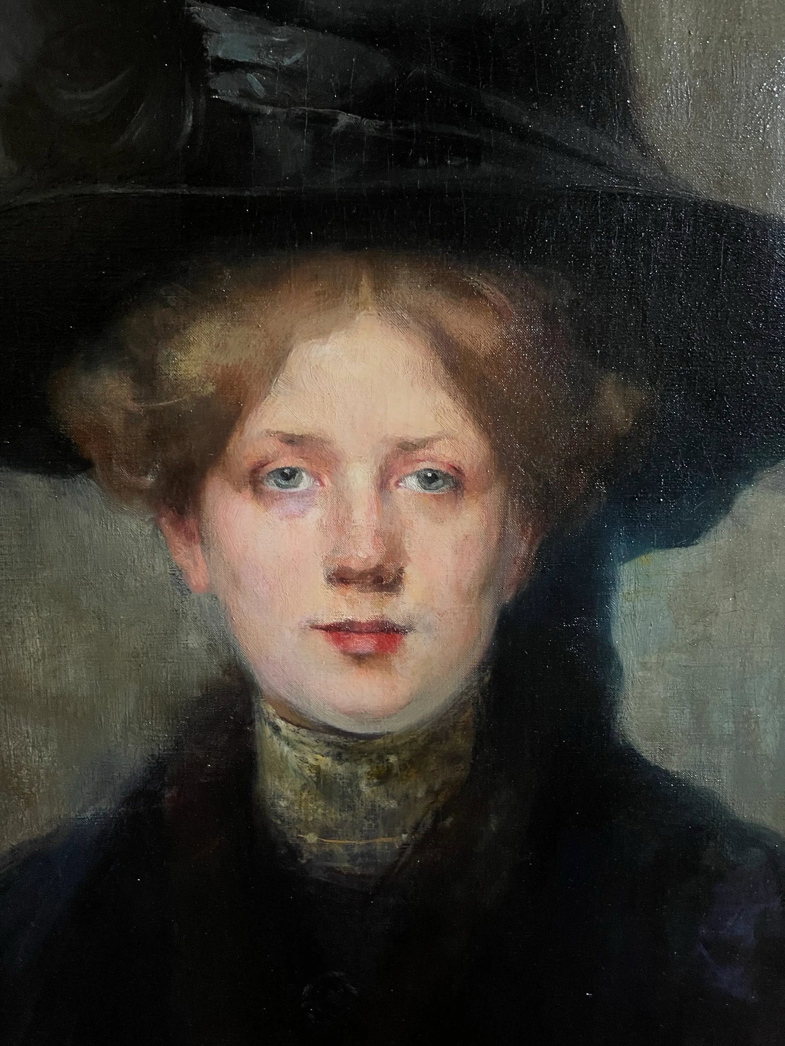 Oil on Canvas, Portrait Mademoiselle With a Hat Late 19th France Signed Julie Marest - 3