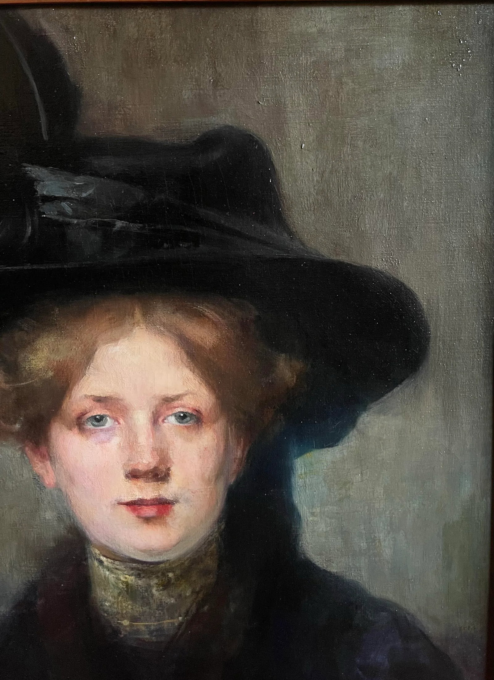 Oil on Canvas, Portrait Mademoiselle With a Hat Late 19th France Signed Julie Marest - 4
