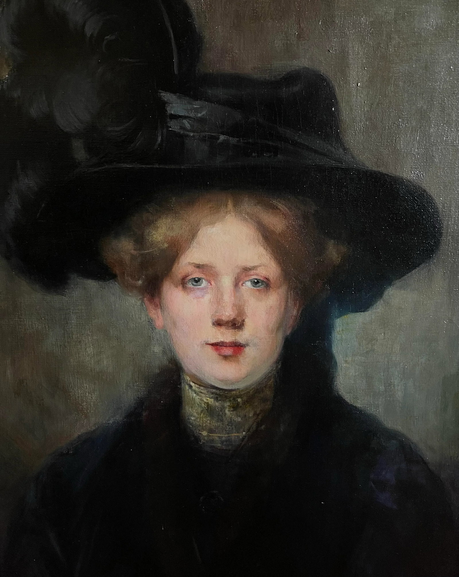 Oil on Canvas, Portrait Mademoiselle With a Hat Late 19th France Signed Julie Marest - 6
