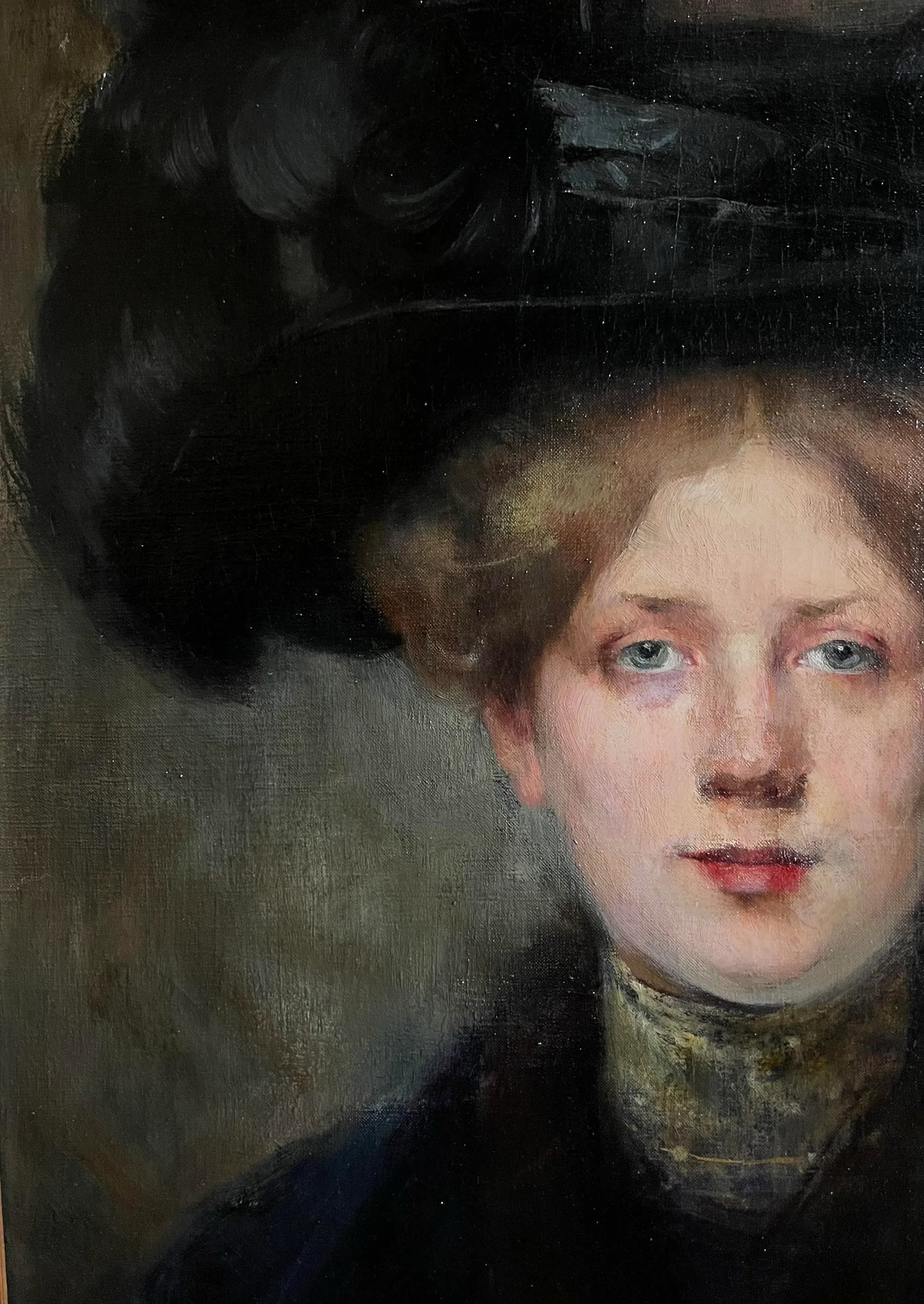 Oil on Canvas, Portrait Mademoiselle With a Hat Late 19th France Signed Julie Marest - 7