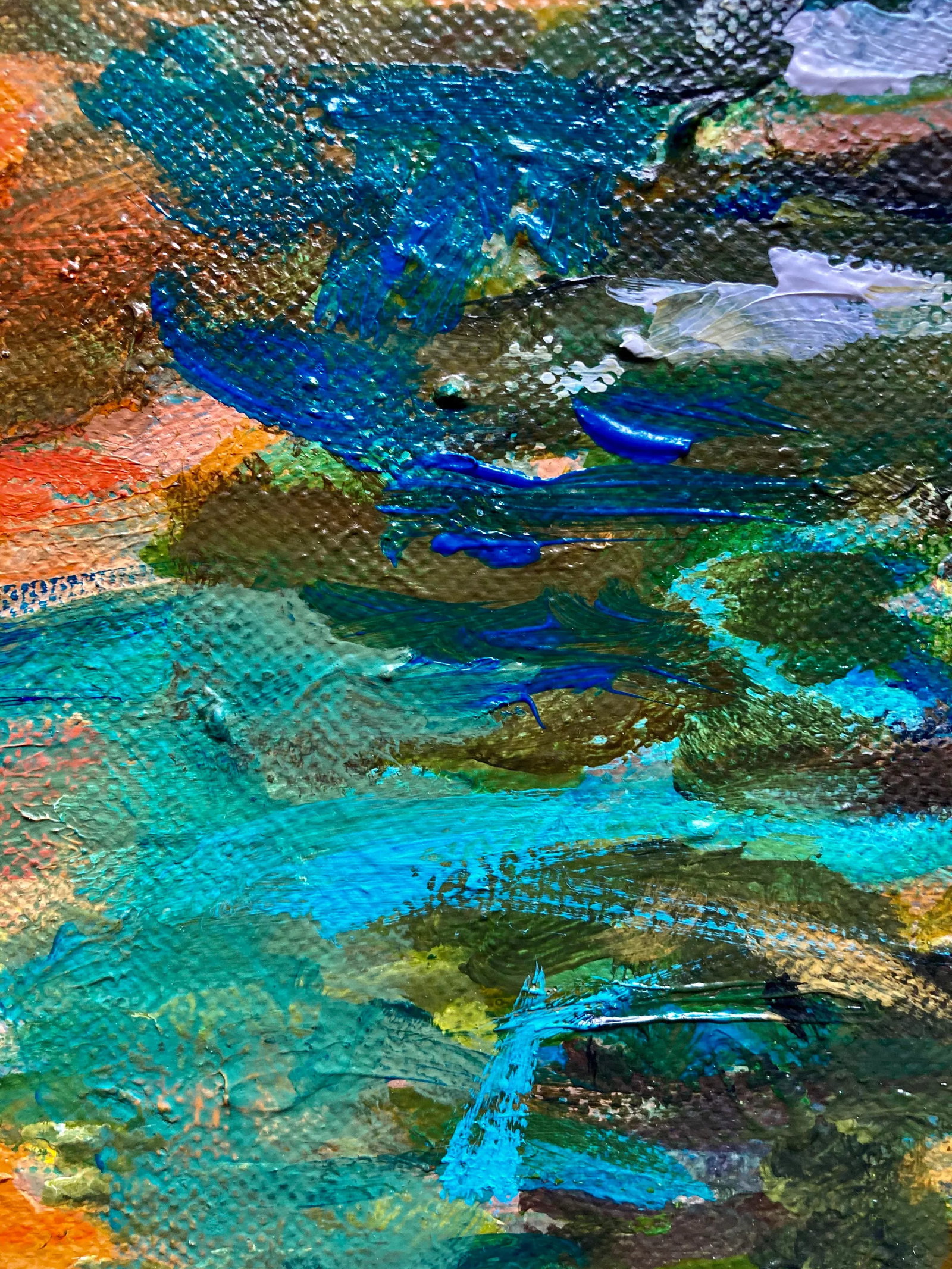 Original Abstract Painting on Canvas Botanical Landscape Titled 'Cast Your Colors in a Dream' - 2