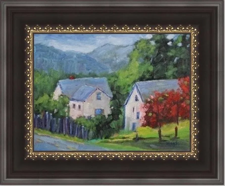 Roses on Barn, Modern Impressionist Oil Painting - 12