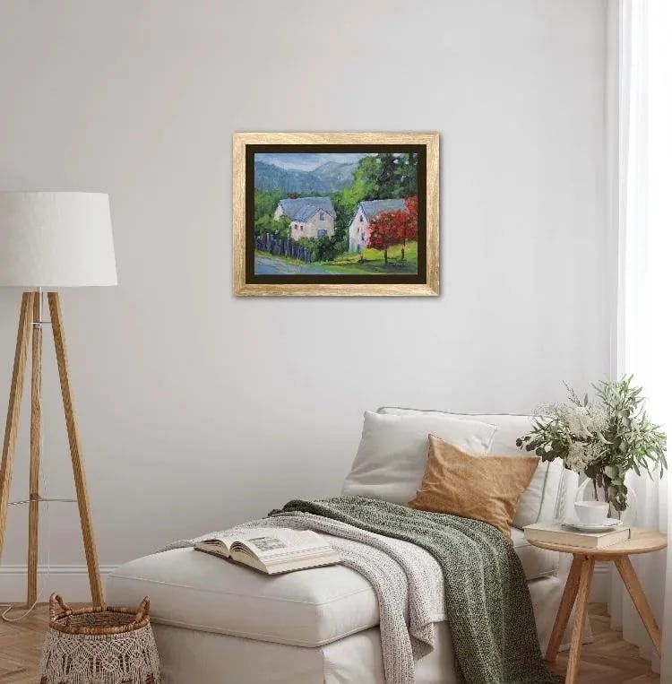 Roses on Barn, Modern Impressionist Oil Painting - 3