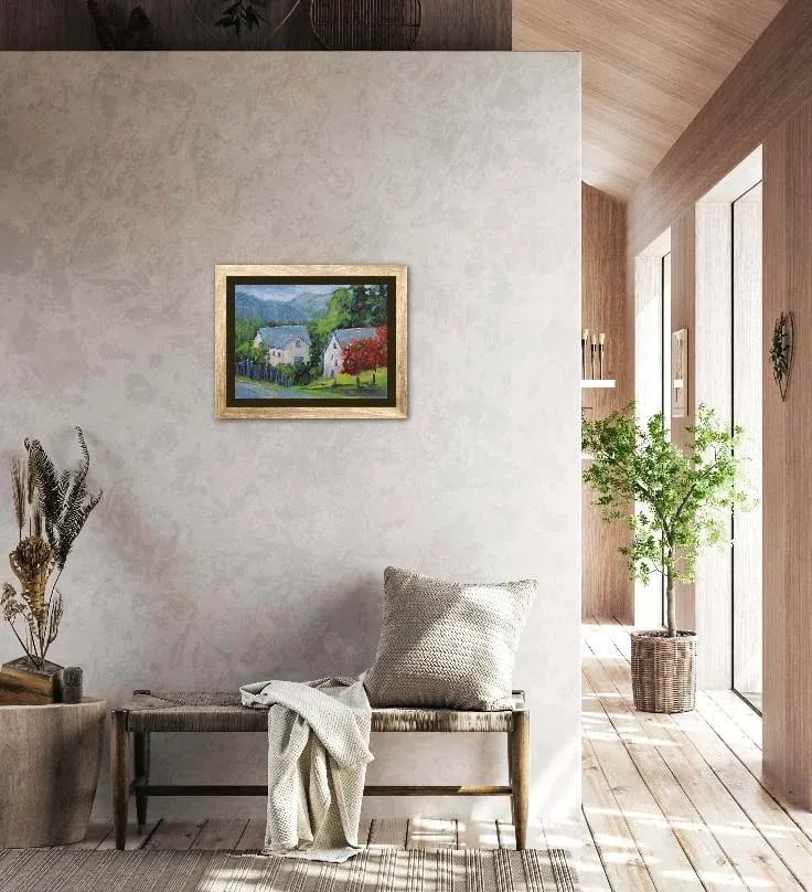 Roses on Barn, Modern Impressionist Oil Painting - 6