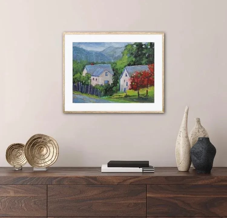 Roses on Barn, Modern Impressionist Oil Painting - 8