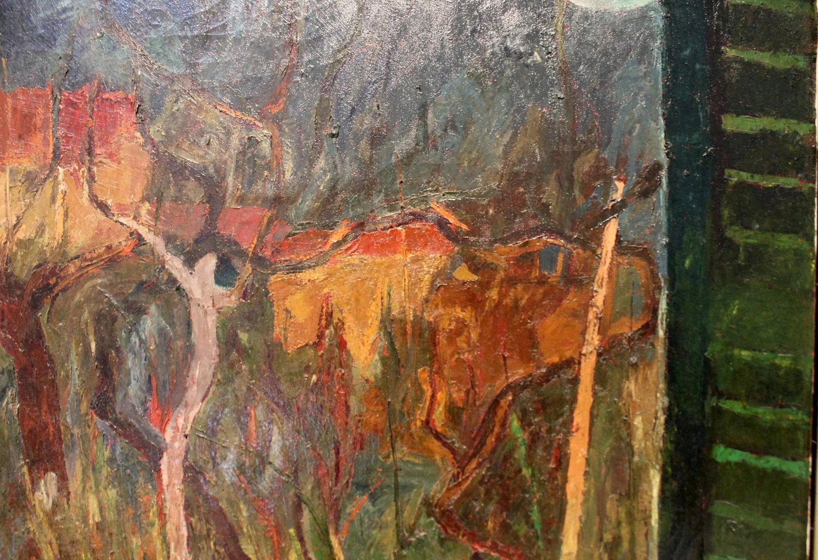 Mid Century Post Expressionist Window Landscape by Italian Artist Enzo Roberti - 5