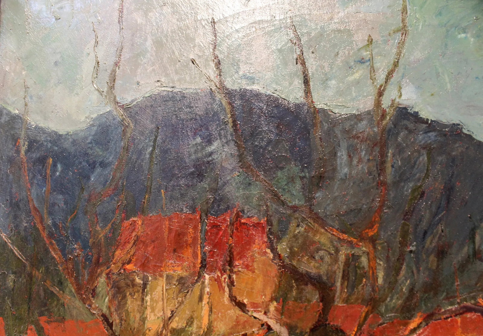 Mid Century Post Expressionist Window Landscape by Italian Artist Enzo Roberti - 6