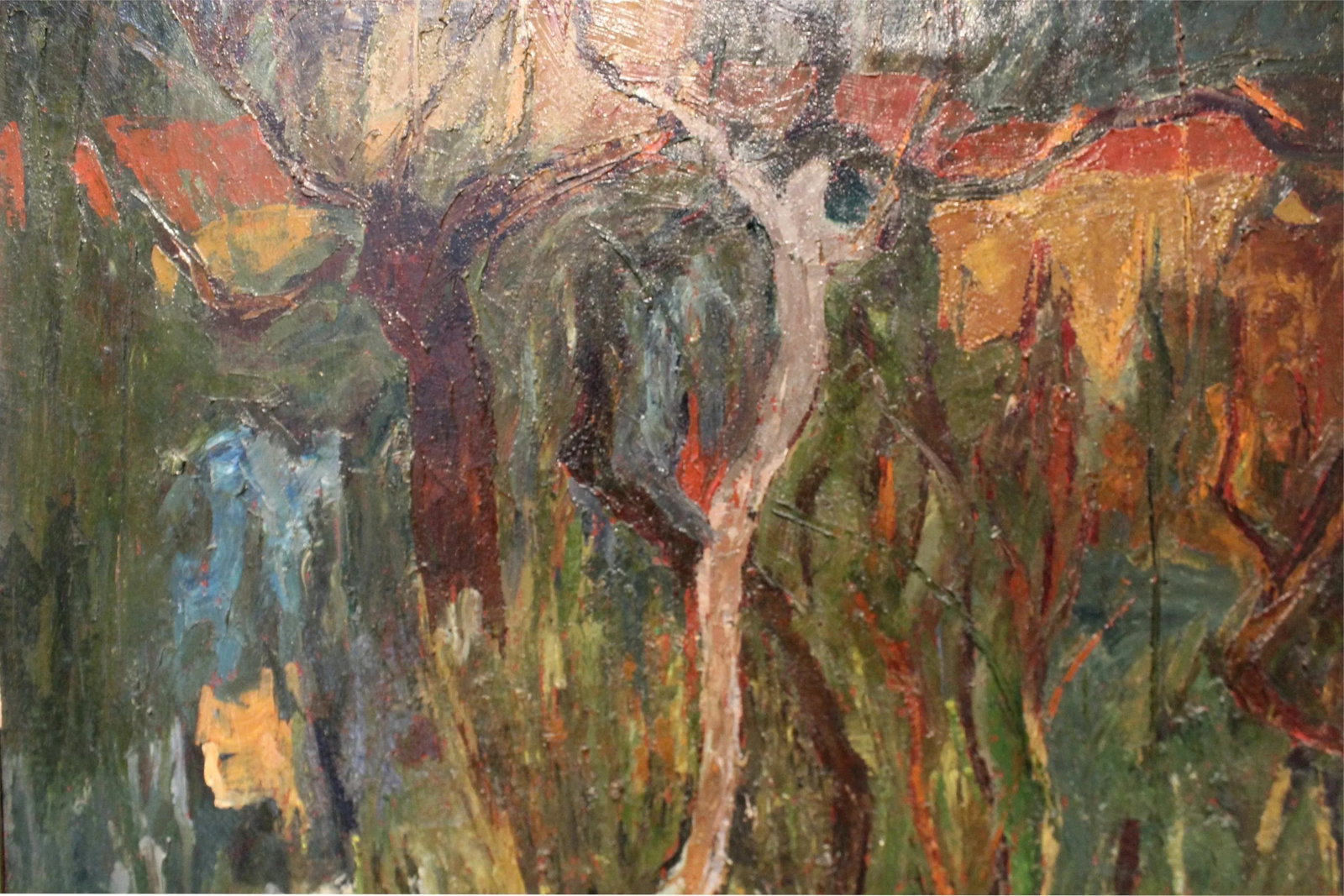 Mid Century Post Expressionist Window Landscape by Italian Artist Enzo Roberti - 7