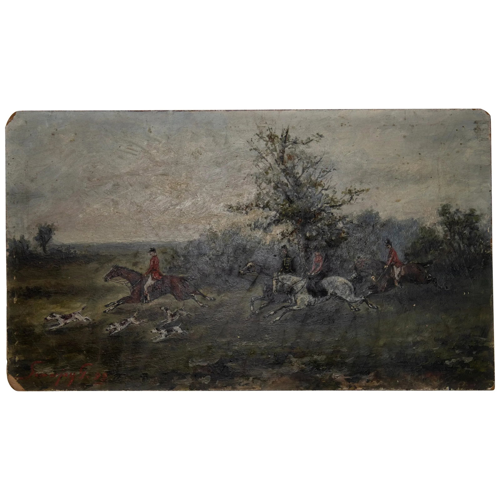 Late 19th Century Fox Hunt Scene on Board - 9