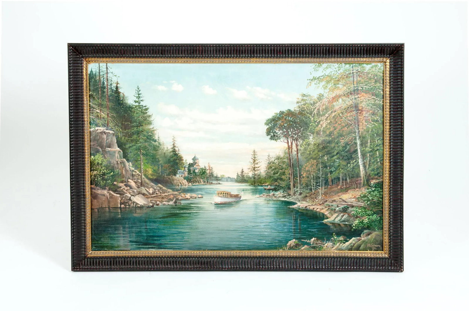 Mahogany Wood Frame Oil / Canvas Painting - 10