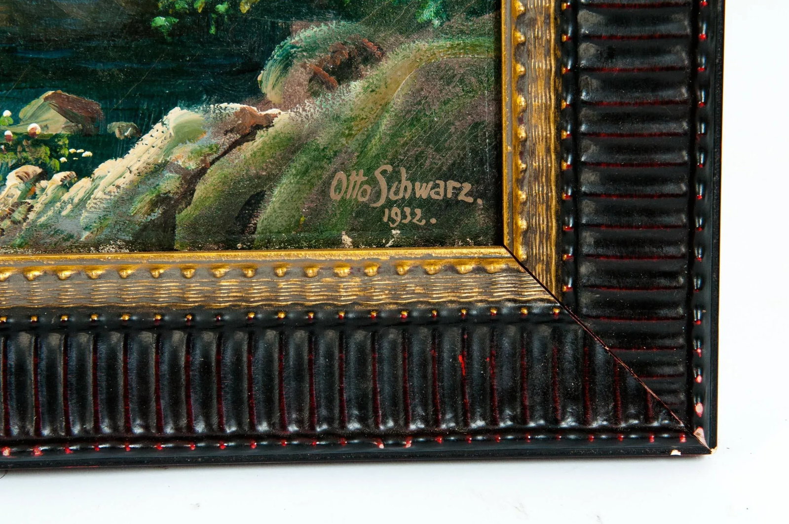 Mahogany Wood Frame Oil / Canvas Painting - 9