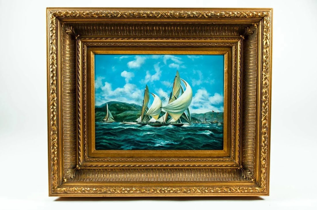 Gilded Wood Framed Oil on Canvas Painting - 10