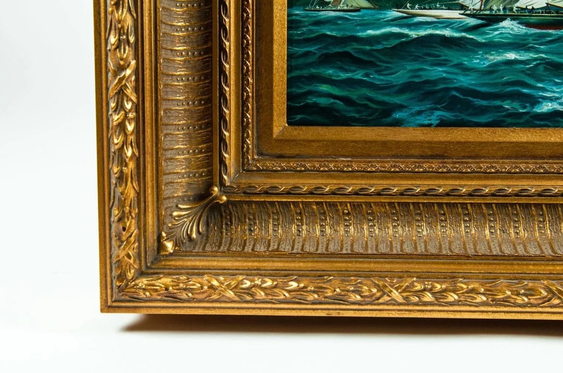 Gilded Wood Framed Oil on Canvas Painting - 7