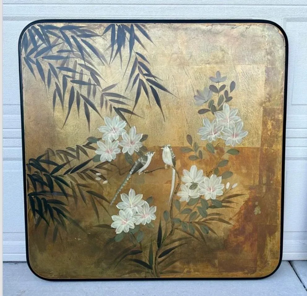 Pair of 20th Century Japanese Two Wood Panel Paintings - Birds and Butterflies - 3