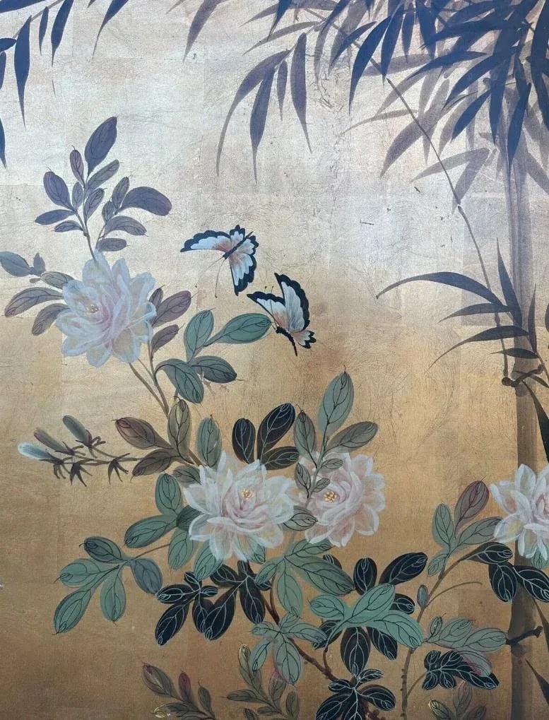 Pair of 20th Century Japanese Two Wood Panel Paintings - Birds and Butterflies - 8