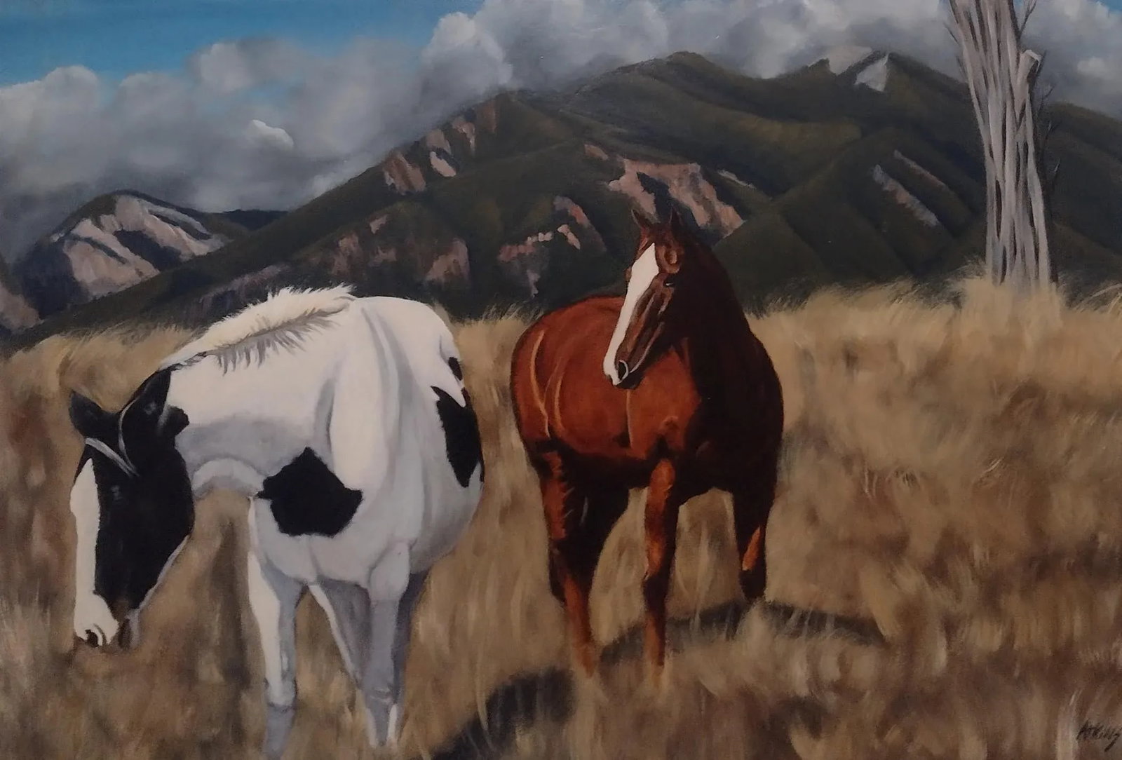 Mountain Horses" Original Oil Painting on Wood Panel 32" X 46 (1 of 9)