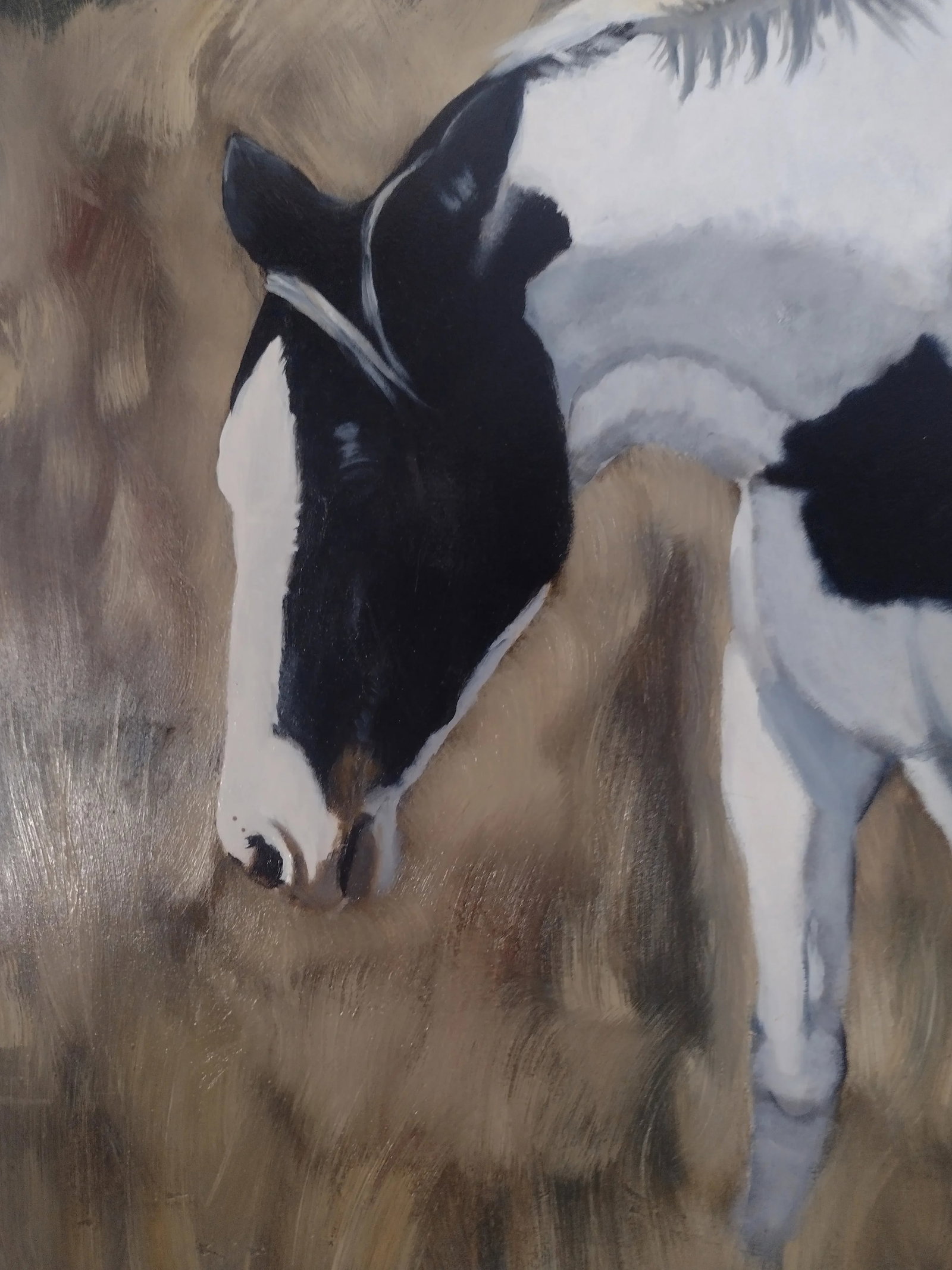 Mountain Horses" Original Oil Painting on Wood Panel 32" X 46 - 5