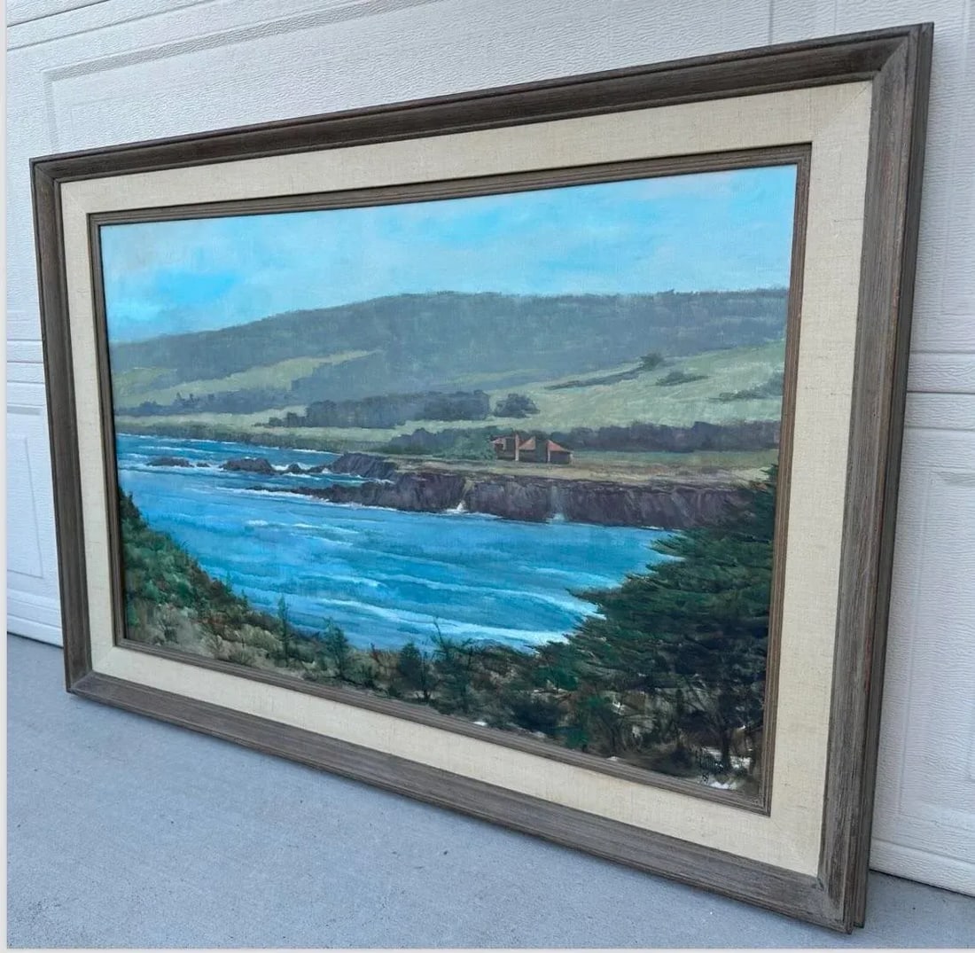 1960s Spyglass Hill Pebble Beach Coastal Landscape by F. Phillips (1969) Original Oil Painting, Fram - 10