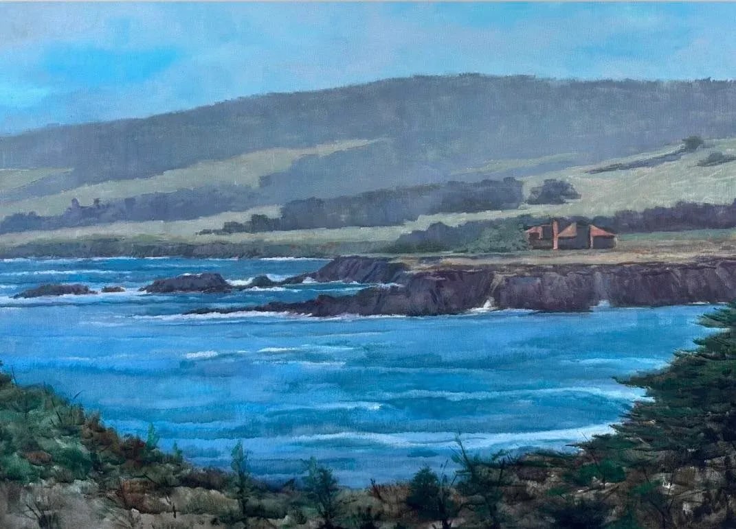 1960s Spyglass Hill Pebble Beach Coastal Landscape by F. Phillips (1969) Original Oil Painting, Fram - 3