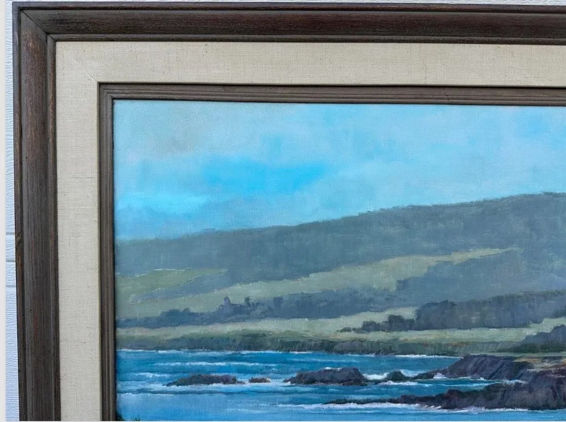 1960s Spyglass Hill Pebble Beach Coastal Landscape by F. Phillips (1969) Original Oil Painting, Fram - 4