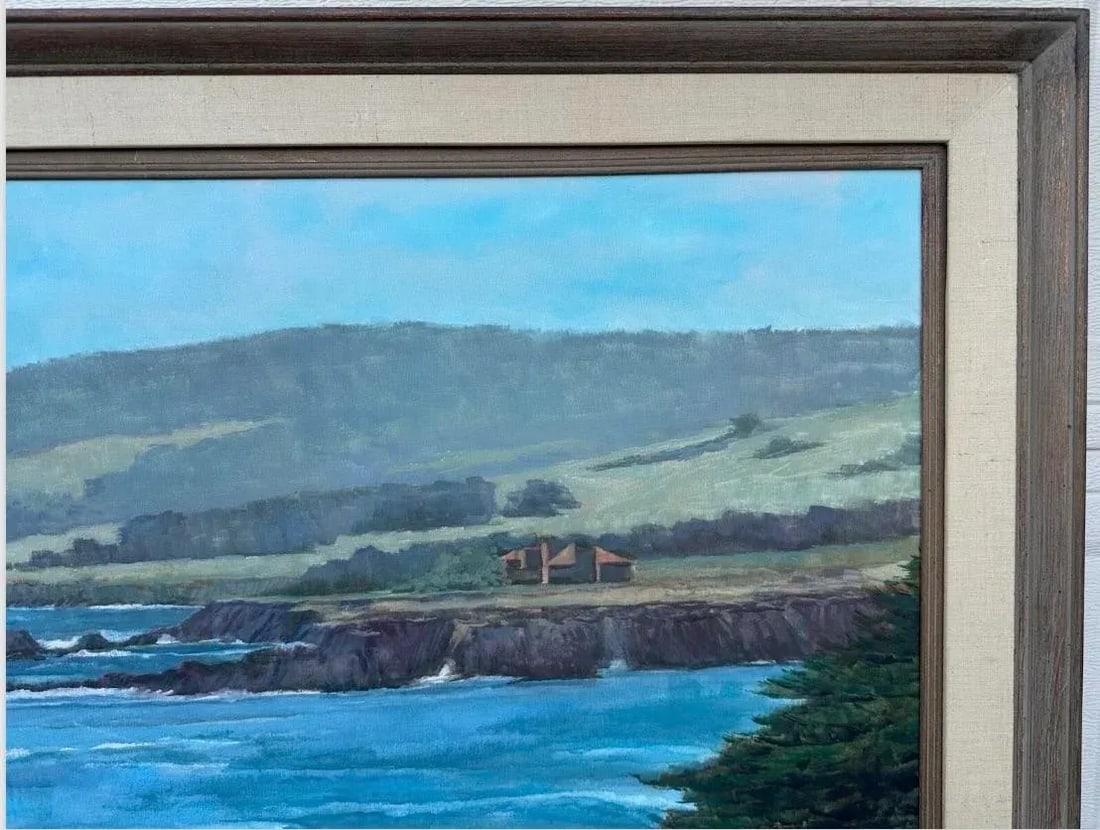 1960s Spyglass Hill Pebble Beach Coastal Landscape by F. Phillips (1969) Original Oil Painting, Fram - 5