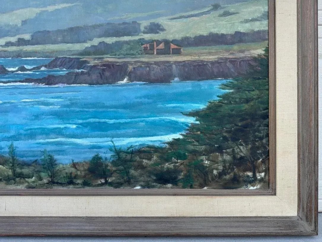 1960s Spyglass Hill Pebble Beach Coastal Landscape by F. Phillips (1969) Original Oil Painting, Fram - 7